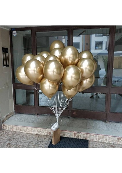 30 Adet Altın (Gold) Krom Balon (Aynalı Balon) 1 Kalite Krom Balon Aynalı Balon Helyum Uyumlu