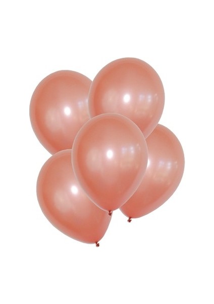 85 Adet Metalik Sedefli Rose Gold Balon, Helyumla Uçan-Dogum Günü-Parti-Kaliteli Balon