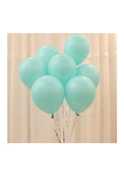 100 Adet Metalik Sedefli Su Yeşili Balon, Helyumla Uçan-Dogum Günü-Parti-Kaliteli Balon