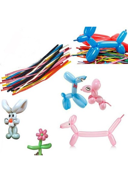 Renkli Sosis Balon 10 Adet Palyaço Balonu Renkli Renk HKN-367