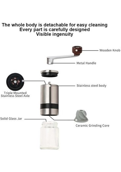 El Espresso Kahve Öğütücü Paslanmaz Çelik Manuel Öğütücü Makinesi Temiz Mutfak Aletleri Ayarlanabilir El Yapımı Kahve Bean Fill | Elektrikli Kahve Öğütücüleri (Yurt Dışından) fiyatları