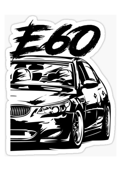 E60 Kara Kalem Resmi Cam Sticker Yapıştırma 16CM 2 Adet