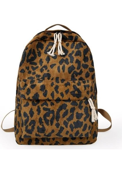 Moda Kadın Sırt Çantası Leopar Baskı Kadife Çift Sapanlar Kadın Seyahat Sırt Çantası Büyük Kapasiteli Kız Okul Omuz Çantası | Sırt Çantaları (Yurt Dışından)