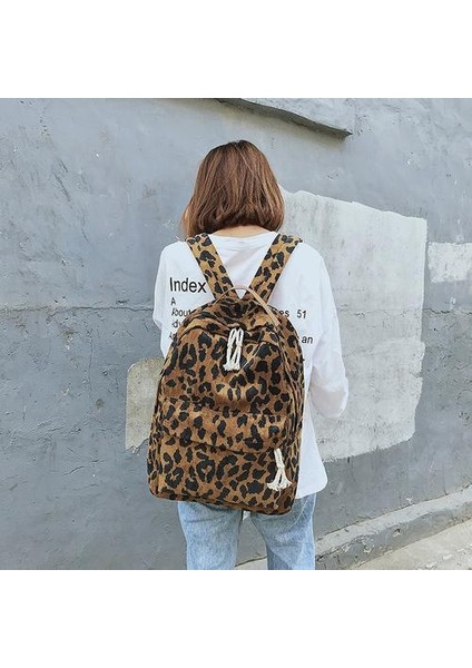 Moda Kadın Sırt Çantası Leopar Baskı Kadife Çift Sapanlar Kadın Seyahat Sırt Çantası Büyük Kapasiteli Kız Okul Omuz Çantası | Sırt Çantaları (Yurt Dışından) fırsatları