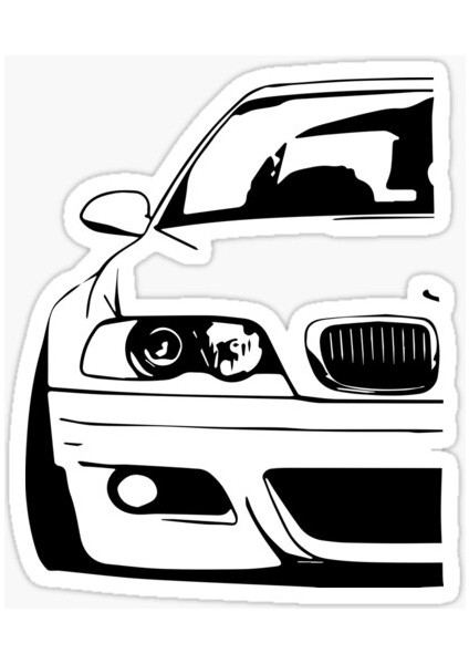E46 Siyah Profil Resmi Cam Sticker Yapıştırma 16CM 2 Adet