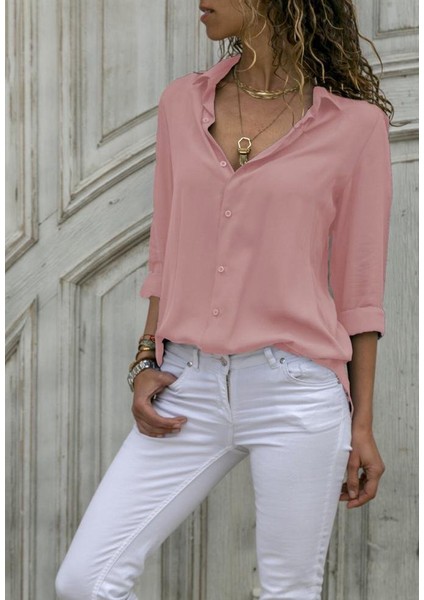 Dokuma Viskon Kumaş Basic Gömlek (Renk Seçenekli)