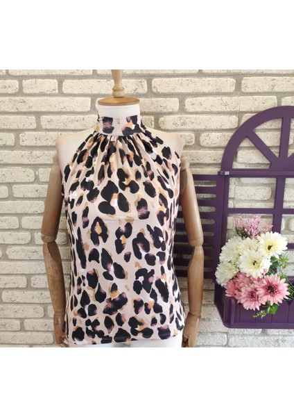 Leopar Desenli Mikro Kumaş Bluz 56CM fiyatları