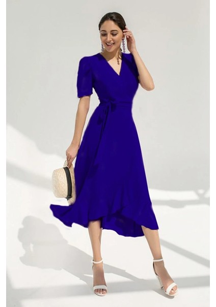 Krep Kumaş Midi Boy Kuşaklı Elbise (Renk Seçenekli) fiyatları