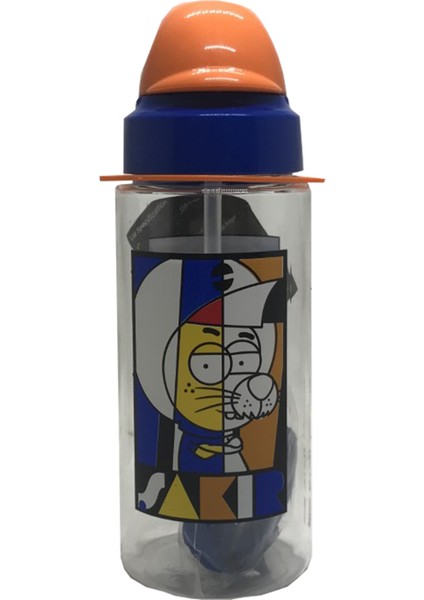 Kral Şakir Desenli Pipetli Tritan Matara 500 ml