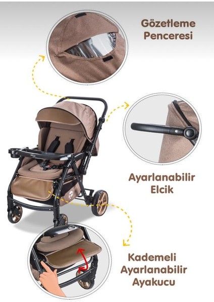 Baby Care Maxi Pro Keten Kumaş Çift Yönlü Bebek Arabası