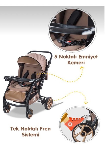 Baby Care Maxi Pro Keten Kumaş Çift Yönlü Bebek Arabası