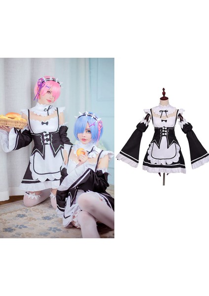 Rem Ram Cosplay Kostüm - Beyaz (Yurt Dışından)