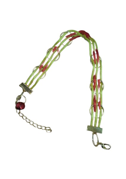 Kedi kolyesi sarı kırmızı floş ip metal halkalı zincir ayarlı boyun ölçüsü:16-27cm ayarlamalı cat necklace KK2-5