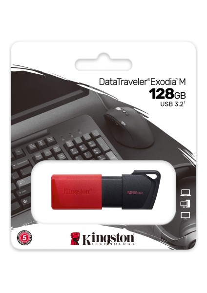 Kıngston DTXM/128GB USB 3.2 Data Traveler Exodia M Flash Disk (Siyah-Kırmızı)