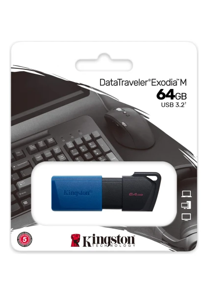 Kıngston DTXM/64GB USB 3.2 Data Traveler Exodia M Flash Disk (Siyah-Mavi)