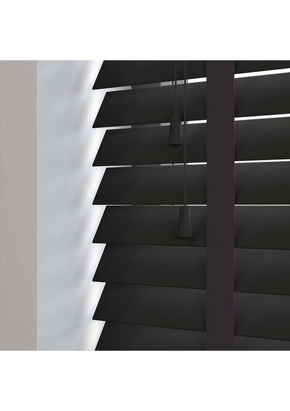 Ahşap Polywood Jaluzi Perde 50MM, Ahşap Perde, Ahşap Panjur Perde, Siyah Kurdeleli modelleri
