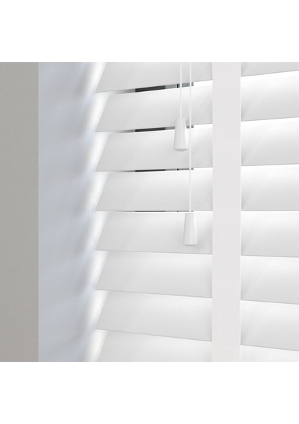 Ahşap Jaluzi Perde 50MM, Ahşap Perde, Ahşap Panjur Perde, Beyaz Kurdeleli modelleri