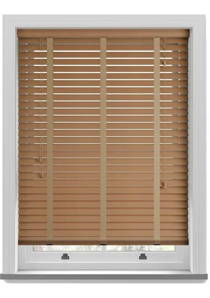 Ahşap Jaluzi Perde 50MM, Ahşap Perde, Ahşap Panjur Perde, Kahverengi Kurdeleli fiyatları