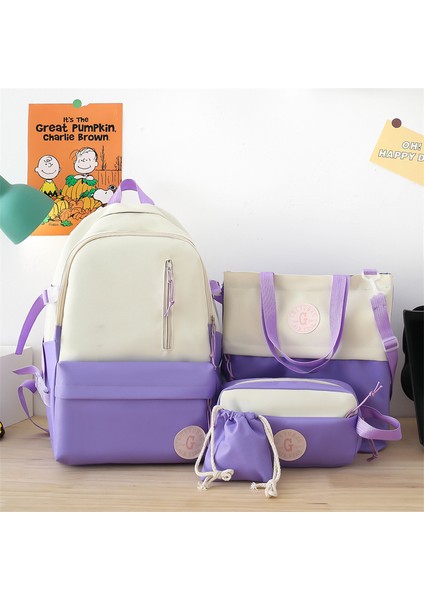 4 Adet Büyük Kapasiteli Sırt Çantası Seti - Mor (Yurt Dışından)