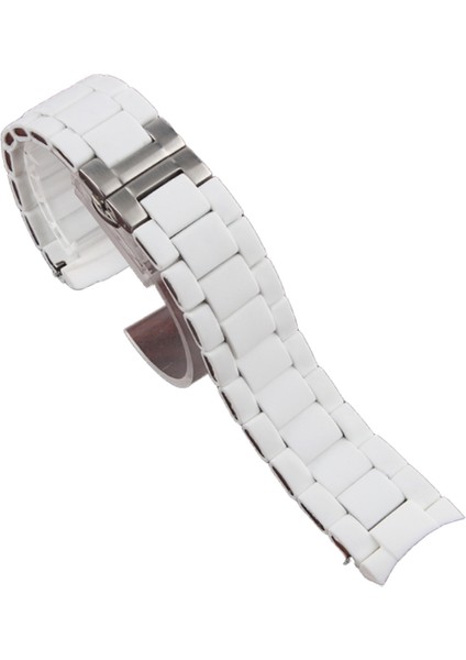 Üstün Silikon Kauçuk Sarılmış Katı Çelik Watch Band Siyah Kahverengi Mavi Beyaz Pürüzsüz Kayış Bilezik | Bantları Izle (Yurt Dışından)