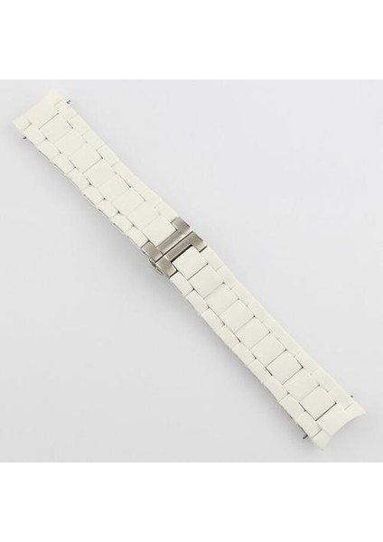 Üstün Silikon Kauçuk Sarılmış Katı Çelik Watch Band Siyah Kahverengi Mavi Beyaz Pürüzsüz Kayış Bilezik | Bantları Izle (Yurt Dışından) fiyatları