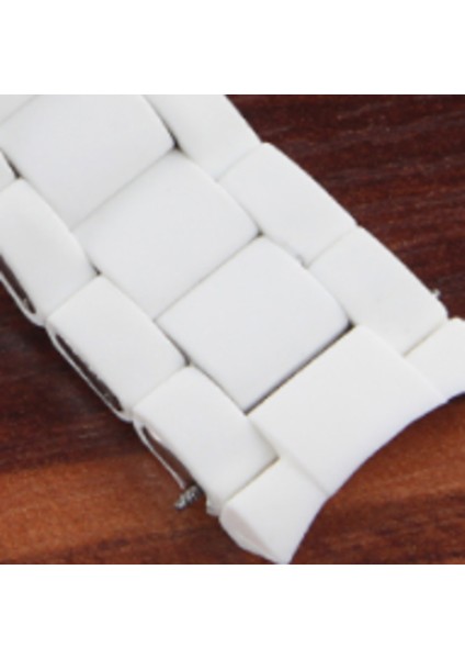 Üstün Silikon Kauçuk Sarılmış Katı Çelik Watch Band Siyah Kahverengi Mavi Beyaz Pürüzsüz Kayış Bilezik | Bantları Izle (Yurt Dışından) modelleri
