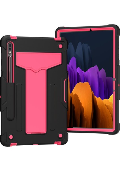 Samsung Galaxy Tab Için S8 / Galaxy Tab S7 T870 / T875 T-Şekilli Braket Kontrast Renk Darbeye Dayanıklı Pc + Silikon Koruyucu Kılıf (Yurt Dışından)