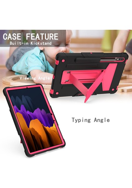 Samsung Galaxy Tab Için S8 / Galaxy Tab S7 T870 / T875 T-Şekilli Braket Kontrast Renk Darbeye Dayanıklı Pc + Silikon Koruyucu Kılıf (Yurt Dışından) modelleri