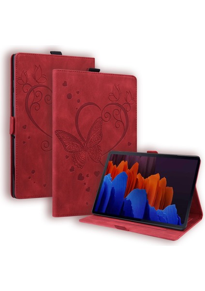 Samsung Galaxy Tab S8 Için / Galaxy Tab S7 T870 SM-T875 SM-T876B Aşk Kelebek Desenli Yatay Flip Deri Kılıf Tutucu ile (Yurt Dışından)