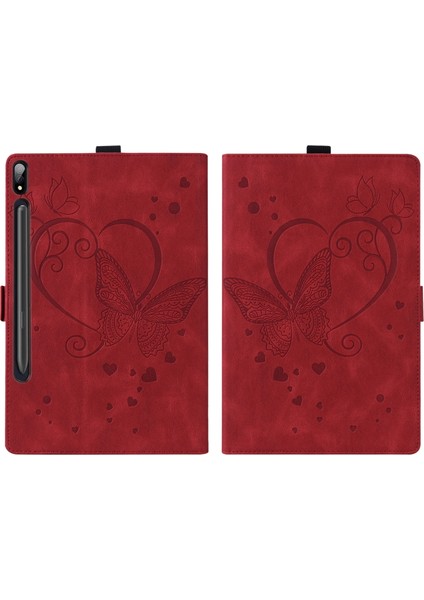 Samsung Galaxy Tab S8 Için / Galaxy Tab S7 T870 SM-T875 SM-T876B Aşk Kelebek Desenli Yatay Flip Deri Kılıf Tutucu ile (Yurt Dışından)