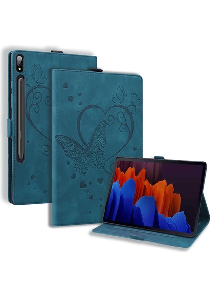 Samsung Galaxy Tab S8 Için / Galaxy Tab S7 T870 SM-T875 SM-T876B Aşk Kelebek Desenli Yatay Flip Deri Kılıf Tutucu ile (Yurt Dışından)