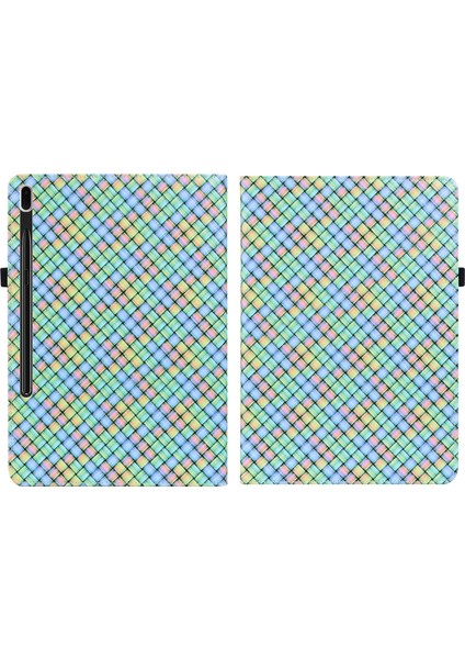 Samsung Galaxy Tab S8 / Tab S7 Için Renk Dokuma Doku Tutacağı ile Çevirme Deri Tablet Kılıf (Yurt Dışından)