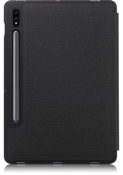 Samsung Galaxy Tab S8 Için / Galaxy Tab S7 T870 Kumaş Dokusu Çoklu Katlanır Yatay Çevirmeli Pu Deri Darbeye Dayanıklı Kılıf Tutucu ve Uyku / Uyandırma Fonksiyonlu (Yurt Dışından) modelleri