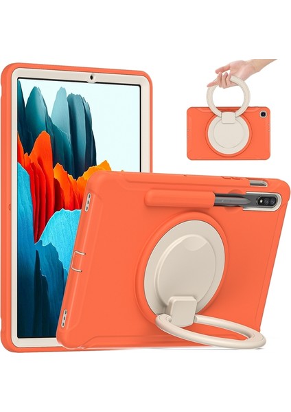 Samsung Galaxy Tab Için S8 / Galaxy Tab S7 870 Darbeye Dayanıklı Tpu + Pc Koruyucu Kılıf, 360 Derece Döndürülebilir Katlanabilir Sap Tutacağı ve Kalem Yuvası (Yurt Dışından)