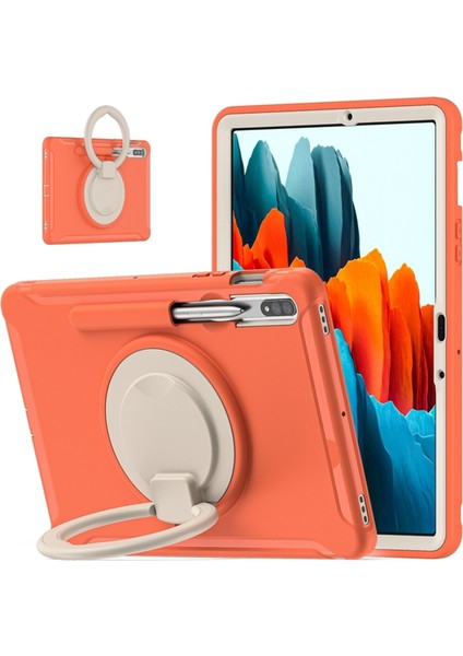 Samsung Galaxy Tab Için S8 / Galaxy Tab S7 870 Darbeye Dayanıklı Tpu + Pc Koruyucu Kılıf, 360 Derece Döndürülebilir Katlanabilir Sap Tutacağı ve Kalem Yuvası (Yurt Dışından)