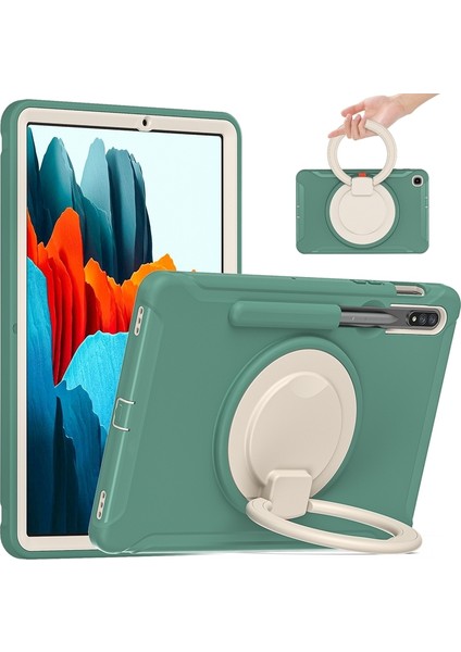 Samsung Galaxy Tab Için S8 / Galaxy Tab S7 870 Darbeye Dayanıklı Tpu + Pc Koruyucu Kılıf, 360 Derece Döndürülebilir Katlanabilir Sap Tutacağı ve Kalem Yuvası (Yurt Dışından)