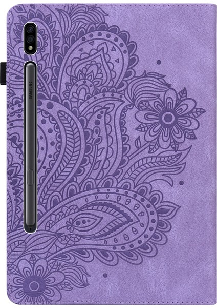 Samsung Galaxy Tab Için S8 / Galaxy Tab S7 T875 Tavuskuşu Kabartmalı Desen Tpu + Pu Yatay Flip Deri Kılıf, Tutucu ve Kart Yuvaları ve Cüzdan (Yurt Dışından)