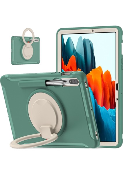 Samsung Galaxy Tab Için S8 / Galaxy Tab S7 870 Darbeye Dayanıklı Tpu + Pc Koruyucu Kılıf, 360 Derece Döndürülebilir Katlanabilir Sap Tutacağı ve Kalem Yuvası (Yurt Dışından)