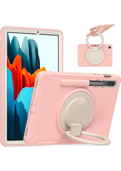 Szykd Samsung Galaxy Tab Için S8 / Galaxy Tab S7 870 Darbeye Dayanıklı Tpu + Pc Koruyucu Kılıf, 360 Derece Döndürülebilir Katlanabilir Sap Tutacağı ve Kalem Yuvası (Yurt Dışından)