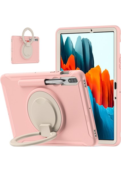 Szykd Samsung Galaxy Tab Için S8 / Galaxy Tab S7 870 Darbeye Dayanıklı Tpu + Pc Koruyucu Kılıf, 360 Derece Döndürülebilir Katlanabilir Sap Tutacağı ve Kalem Yuvası (Yurt Dışından)