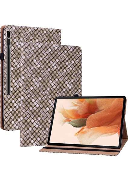 Samsung Galaxy Tab S8 / Tab S7 Için Renk Dokuma Doku Tutacağı ile Çevirme Deri Tablet Kılıf (Yurt Dışından)