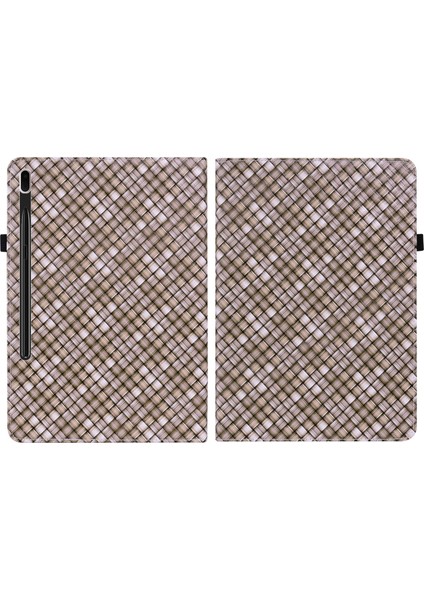 Samsung Galaxy Tab S8 / Tab S7 Için Renk Dokuma Doku Tutacağı ile Çevirme Deri Tablet Kılıf (Yurt Dışından)