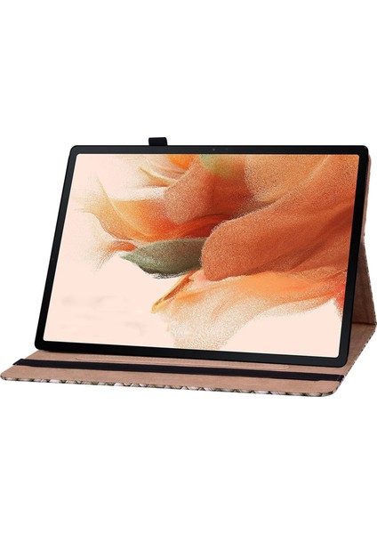 Samsung Galaxy Tab S8 / Tab S7 Için Renk Dokuma Doku Tutacağı ile Çevirme Deri Tablet Kılıf (Yurt Dışından)