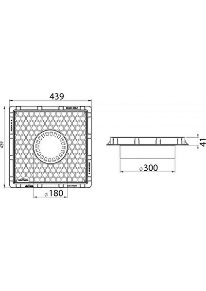 Lux Wares Ø 300 mm Izgaralı Plastik Rögar Menhol Kapak ve Çerçeve Koruge Boru Uyumlu