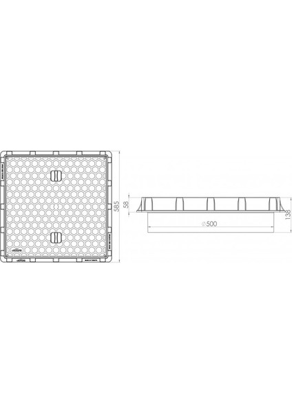 Lux Wares Ø 500 mm Izgaralı Plastik Rögar Menhol Kapak ve Çerçeve Koruge Boru Uyumlu