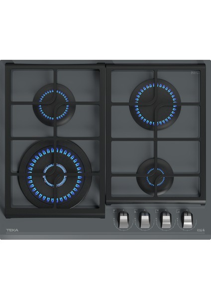 - Gzc 64320 Xbc St - Ankastre Exactflame Teknolojili Kristal Wok Gözlü Cam Gazlı Ocak - Döküm Izgara - Gri - 60 cm - 112570172