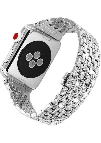 Lüks Paslanmaz Çelik Elmas Metal Bant Apple Watch Boncuk Çelik Kayış Iwatch Serisi | Watch Bands (Yurt Dışından) fiyatları