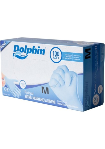 Dolphın Nitril Pudrasız Mavi Eldiven M