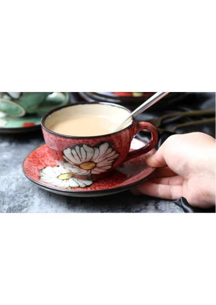 Yaratıcı Japon Tarzı Kahve Fincanı ve Tabağı Ev Çay Bardağı Seti Öğleden Sonra Çay Bardağı Suyu Kupası Seramik Kupa Moda Çayım | Kahve Kupası ve tabak Setleri (Yurt Dışından)