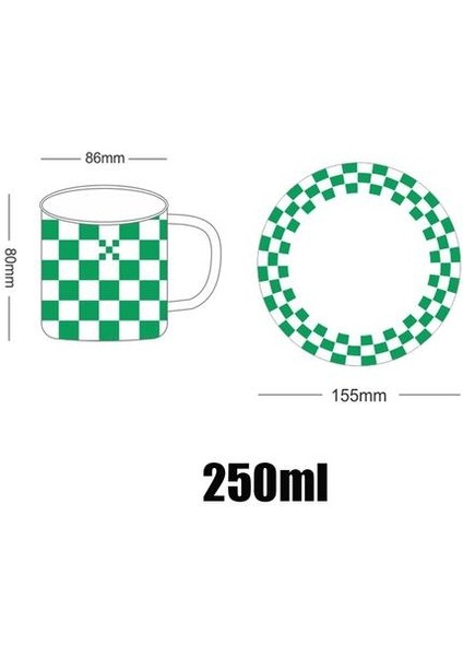Moda Gridiron Desenli Kahve Fincanı Tabağı ile Yeşil Kahverengi Porselen Çay Bardağı Seti Nordic Mutfak Drinkware Benzersiz Doğum Günü Hediyeleri | Kupa ve tabaklar (Yurt Dışından)